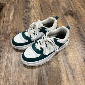 Womans White and Green Sneakers